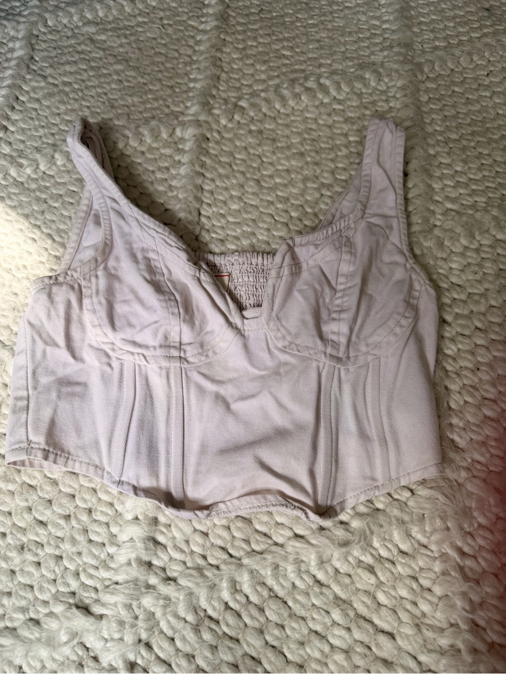 Light Blush Cropped Bustier Tank with Supportive Cups